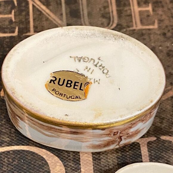 Vintage Portuguese Hand-Painted Sepia Porcelain Trinket - Picture 6 of 9